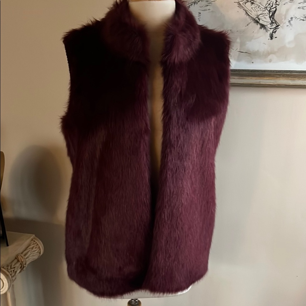 Michael Kors Wine Burgundy Faux Fur Vest New With Tags